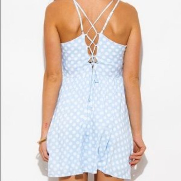 Small Blue Polka Dot Mini Dress - Picture 4 of 4